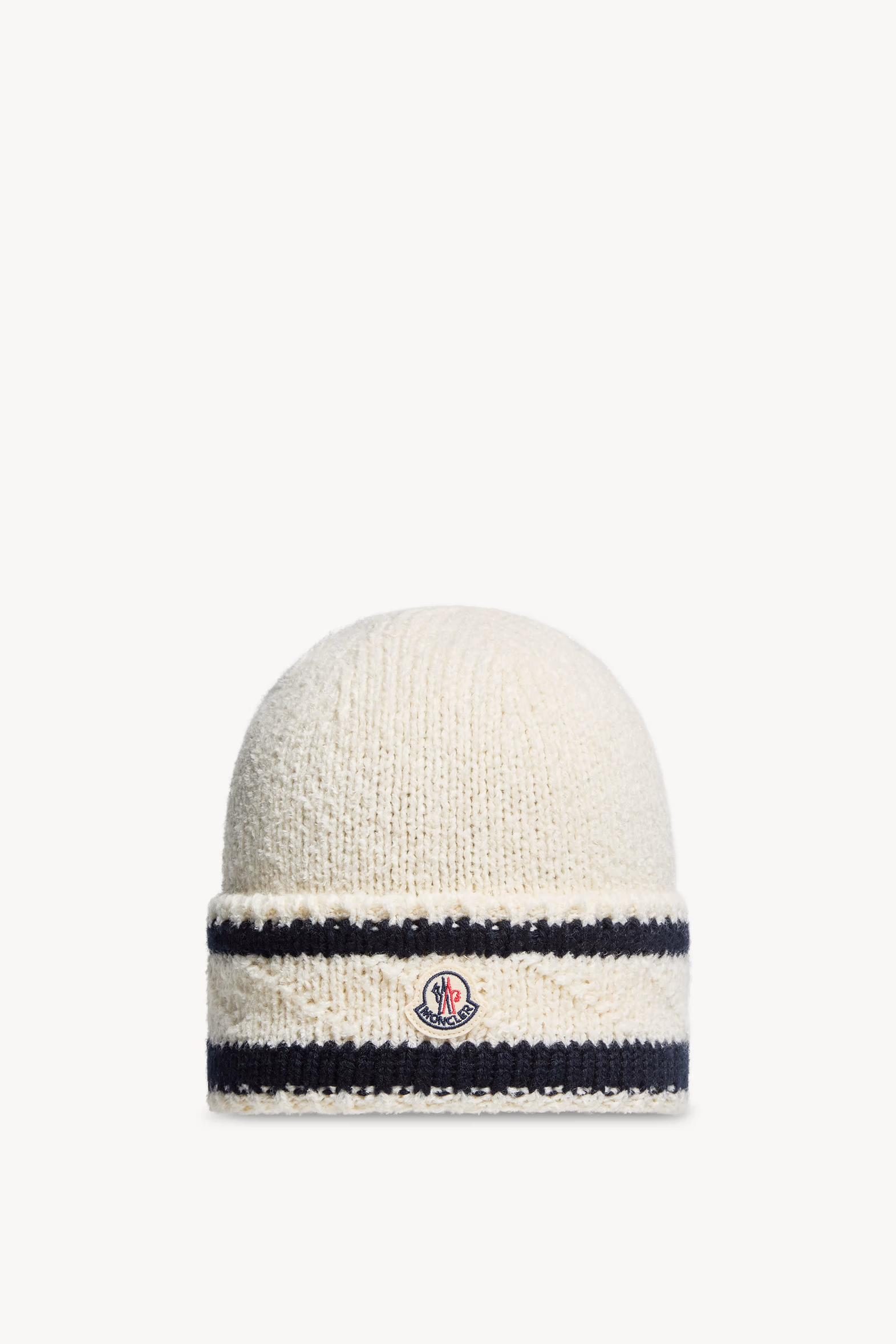 Striped Wool & Cotton Blend Beanie Women Dark Blue Moncler 0